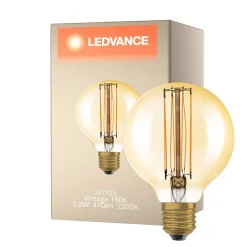 Ledvance Vintage 1906 LED E27 Globe Guld 5.8W 470lm - 822 Extra Varm Vit | Dimbar - Ersättare 40W