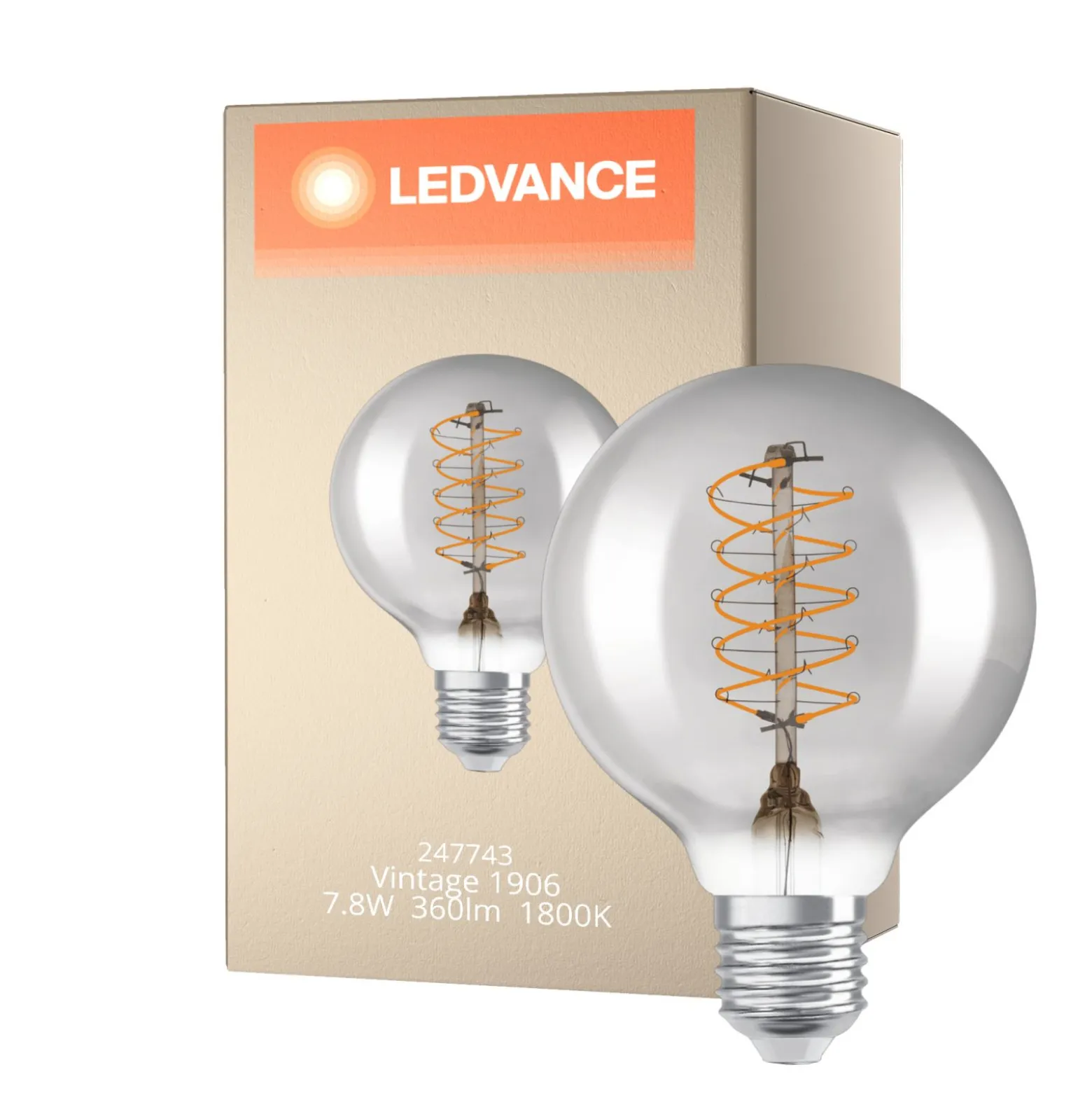 Ledvance Vintage 1906 LED E27 Globe Smoke 7.8W 360lm - 818 Extra Varm Vit | Dimbar - Ersättare 30W