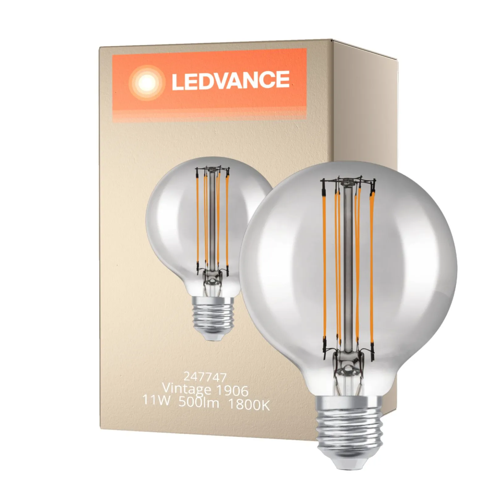 Ledvance Vintage 1906 LED E27 Globe Smoke 11W 500lm - 818 Extra Varm Vit | Dimbar - Ersättare 42W