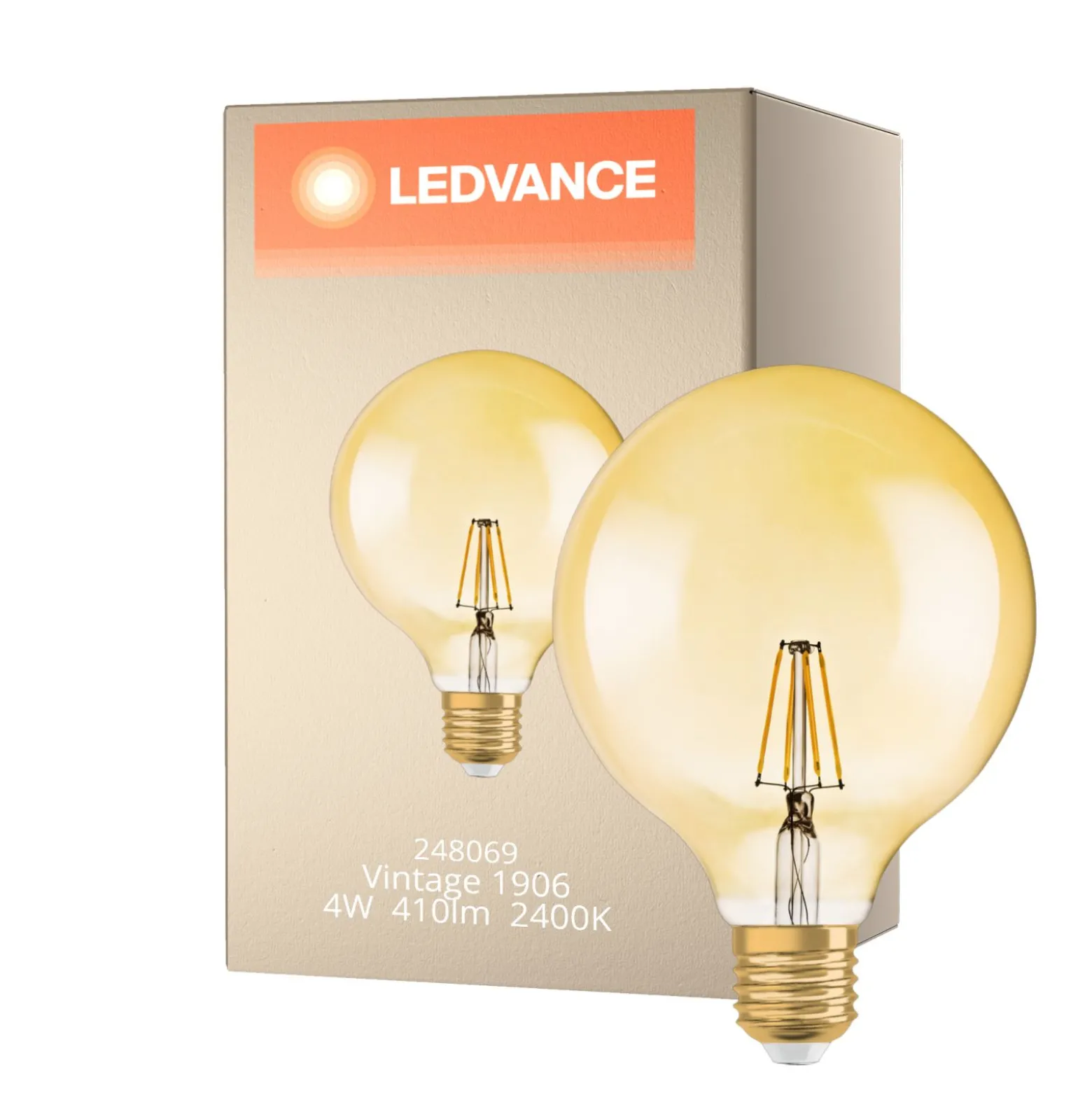 Ledvance Vintage 1906 LED E27 Guld 4W 410lm - 824 Extra Varm Vit | Ersättare 40W