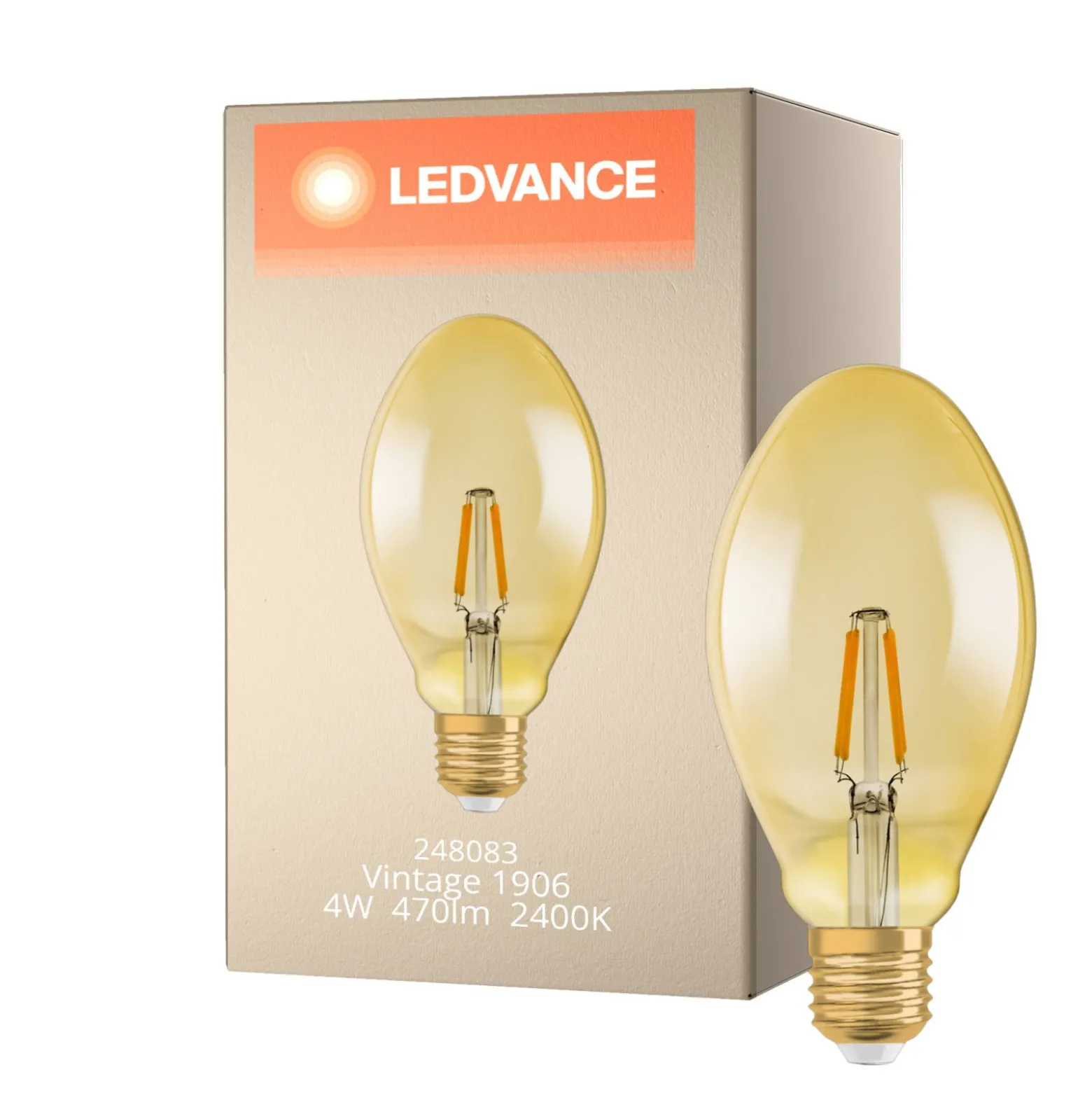 Ledvance Vintage 1906 LED E27 Guld 4W 470lm - 824 Extra Varm Vit | Ersättare 40W