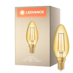Ledvance Vintage 1906 LED E14 Kronljus Guld 1.5W 120lm - 824 Extra Varm Vit | Ersättare 15W
