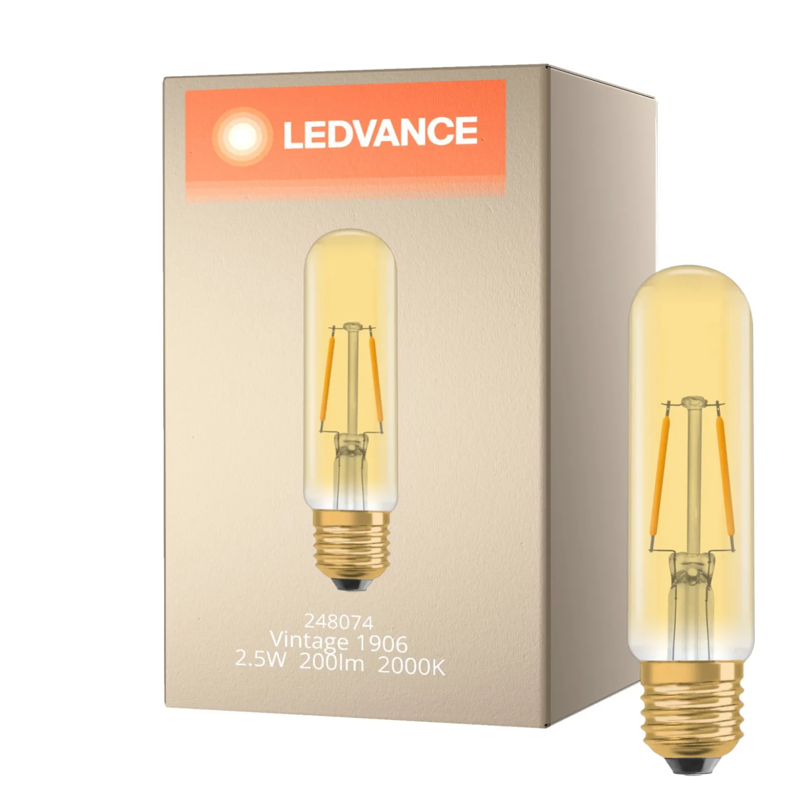 Ledvance Vintage 1906 LED E27 Rör Guld 2.5W 200lm - 820 Extra Varm Vit | Ersättare 20W