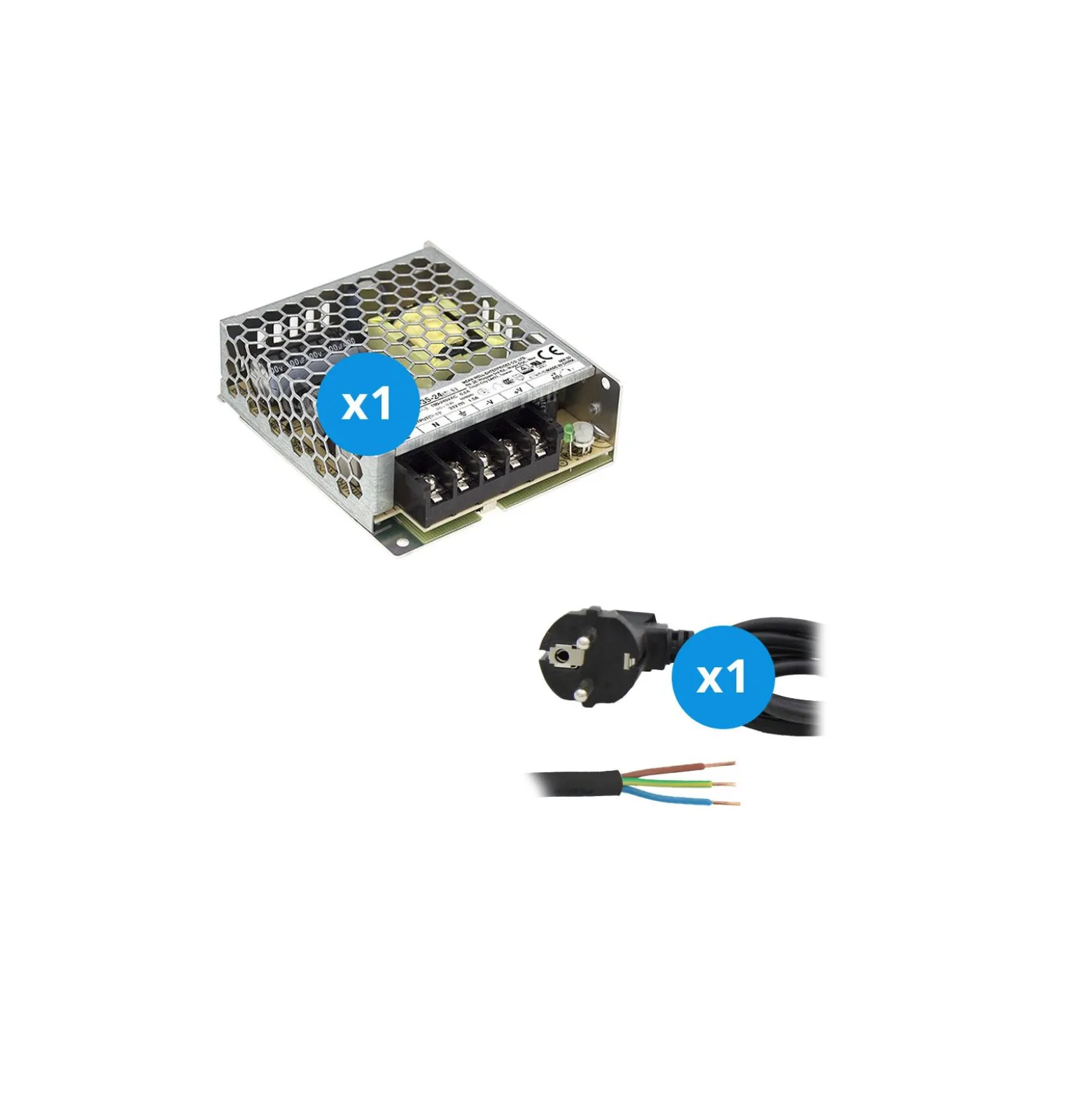 Mean Well Drivdon | LRS3524 | IP20 | 24V | 35W + Strömkabel 2m med Jord