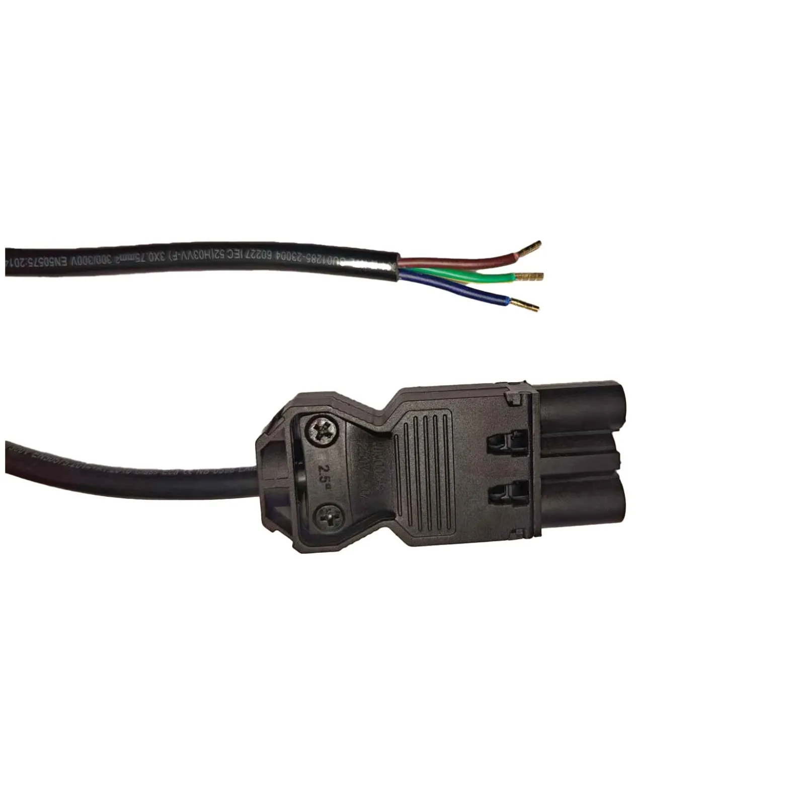 Noxion GST - Kompatibel Strömkabel Svart - Manlig + Öppna ändar - 3m - 3 pole 0,75mm2
