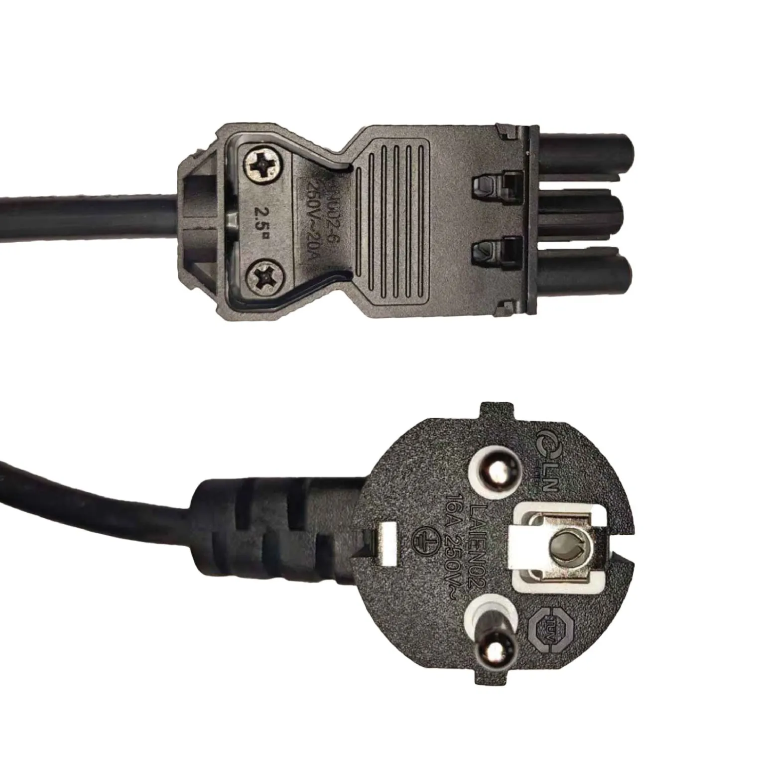 Noxion GST - Kompatibel Strömkabel Svart - Kvinnlig + Schuko Europlug - 2m - 3 pole 0.75mm2