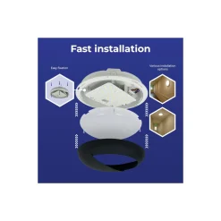 Noxion LED Plafond Pro V2 12/16/20W 2400lm - 830-840-865 CCT | 325mm - IP65 - 3 Timmar Nödbelysning + Ögonlock Ring Svart