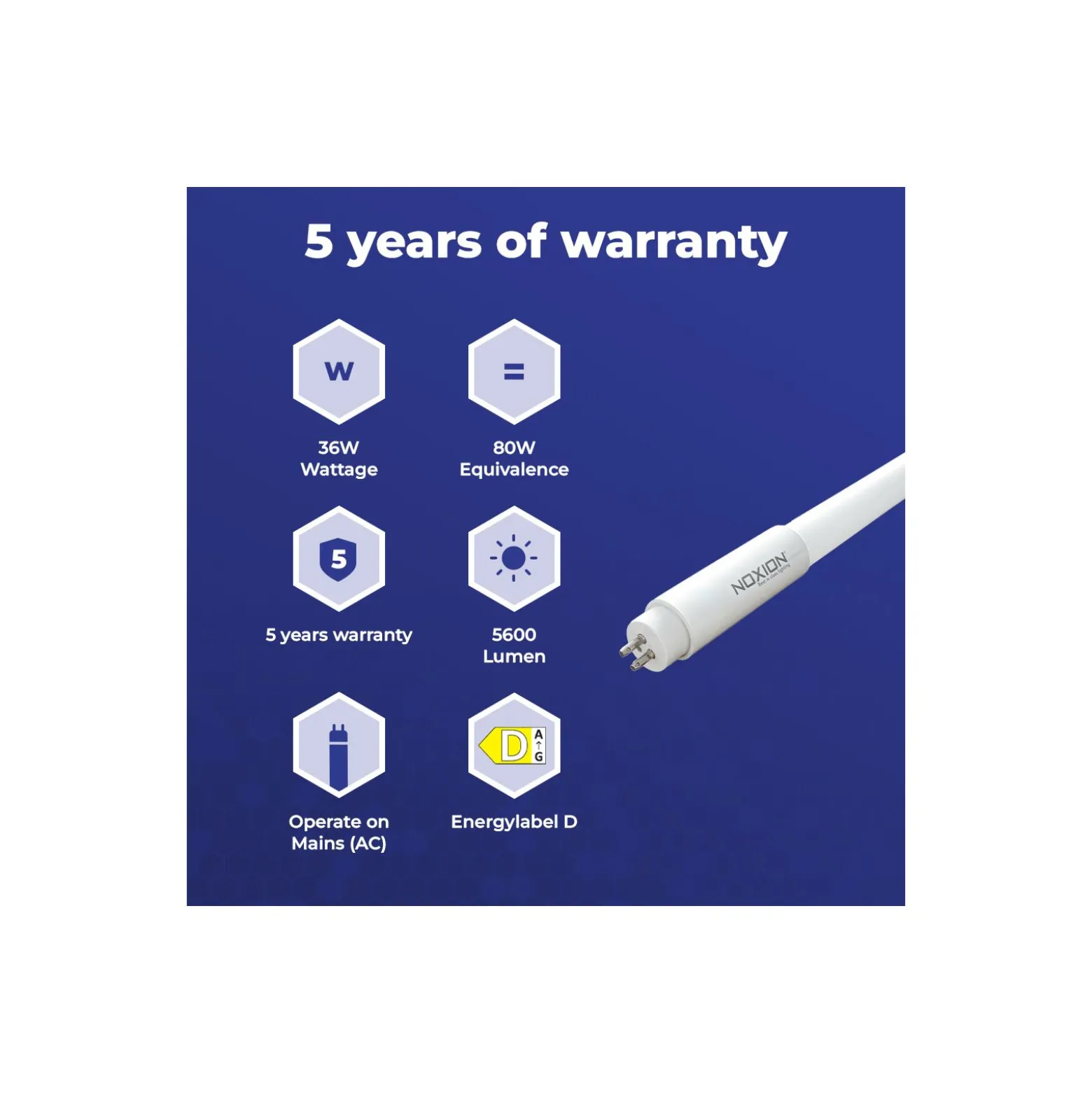 Noxion Avant LEDtube T5 Avant Extreme (Mains AC) High Output 36W 5600lm - 840 Kallvit | 145cm - Ersättare 80W