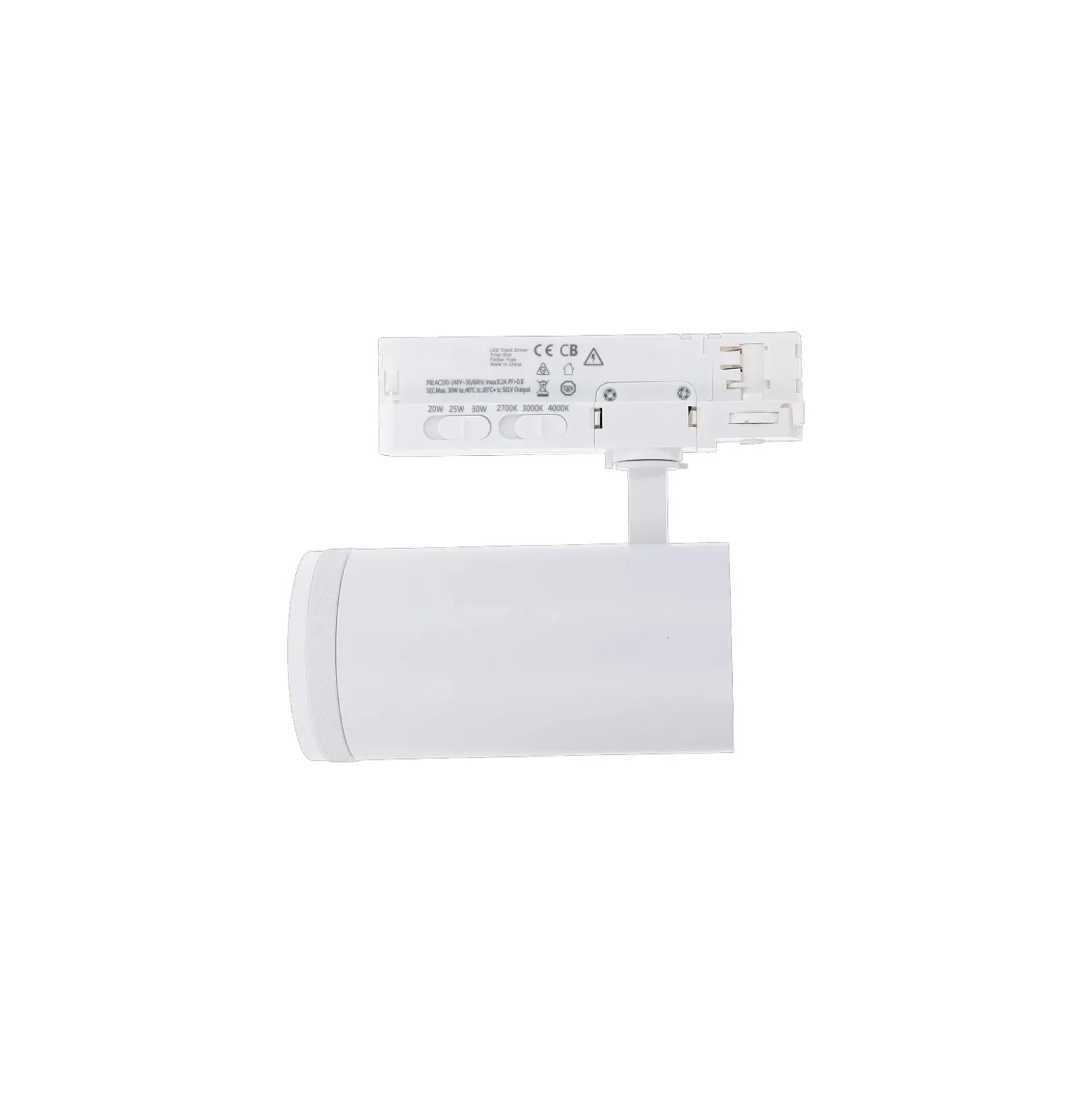 Noxion 3-Fas Spårbelysning Delta Aluminium Vit 30W 2250lm 15-55D - 927-930-940 CCT | Zoombar