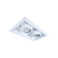 Noxion Infälld Spot Trimlös Pro 2x AR111 Lutningsbar Vit | Utskärning 314x164mm - G53 Sockel