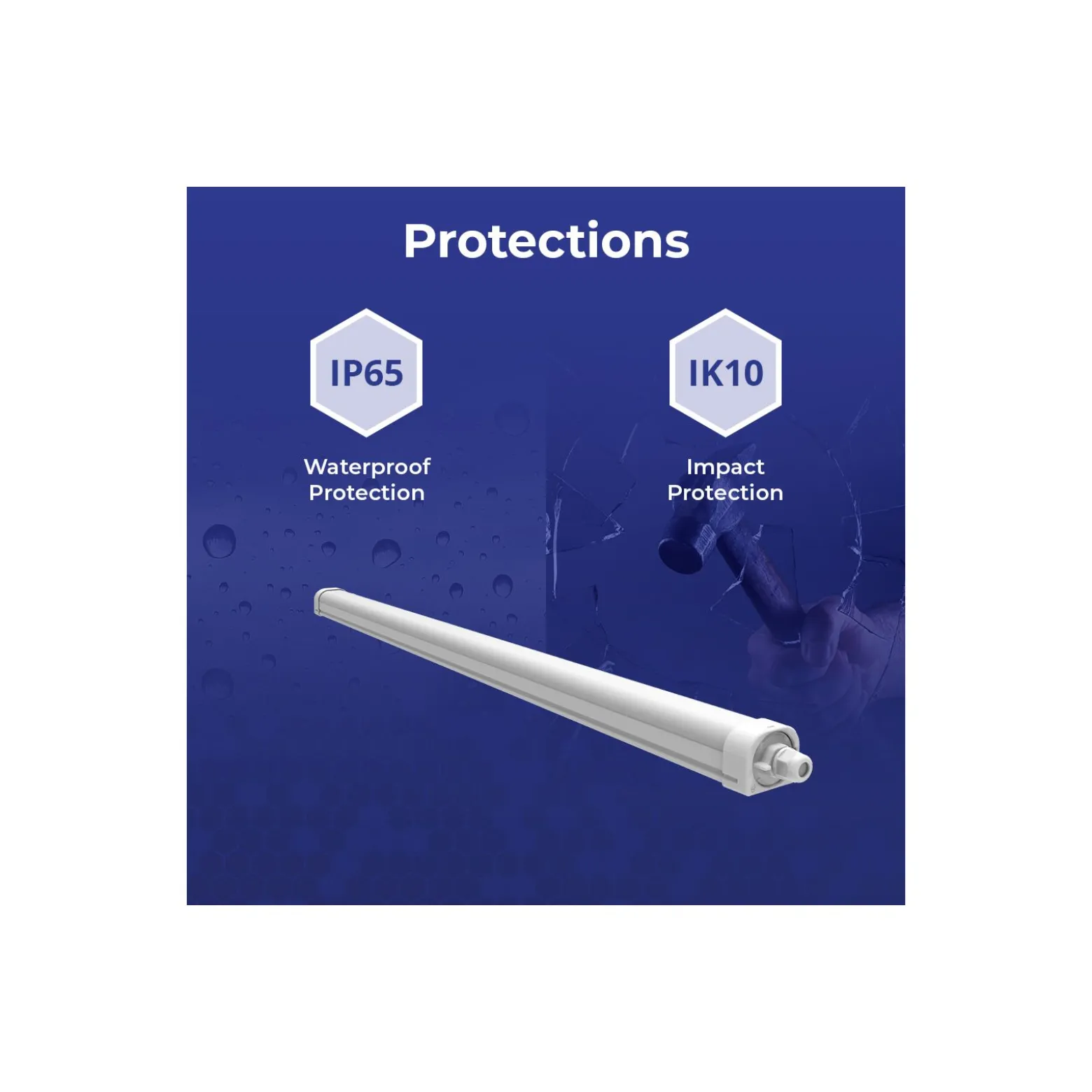 Noxion LED Allmänbruksarmatur Vattentät Ecowhite V3.0 36/50W 4680/6500lm - 830-865 CCT | 150cm