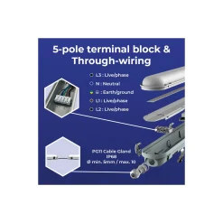 Noxion LED Allmänbruksarmatur Vattentät Poseidon V3.0 10-18W 1300-2520lm - 830-865 CCT | 60cm - Kabelgenomföring (5x2.5mm2)