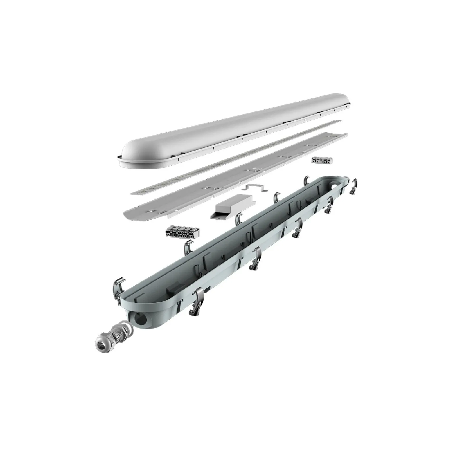 Noxion LED Allmänbruksarmatur Vattentät Poseidon V3.0 30W 3900/4200lm - 830-865 CCT | 120cm - Kabelgenomföring (5x2.5mm2) - Rörelse- Och Ljussensor