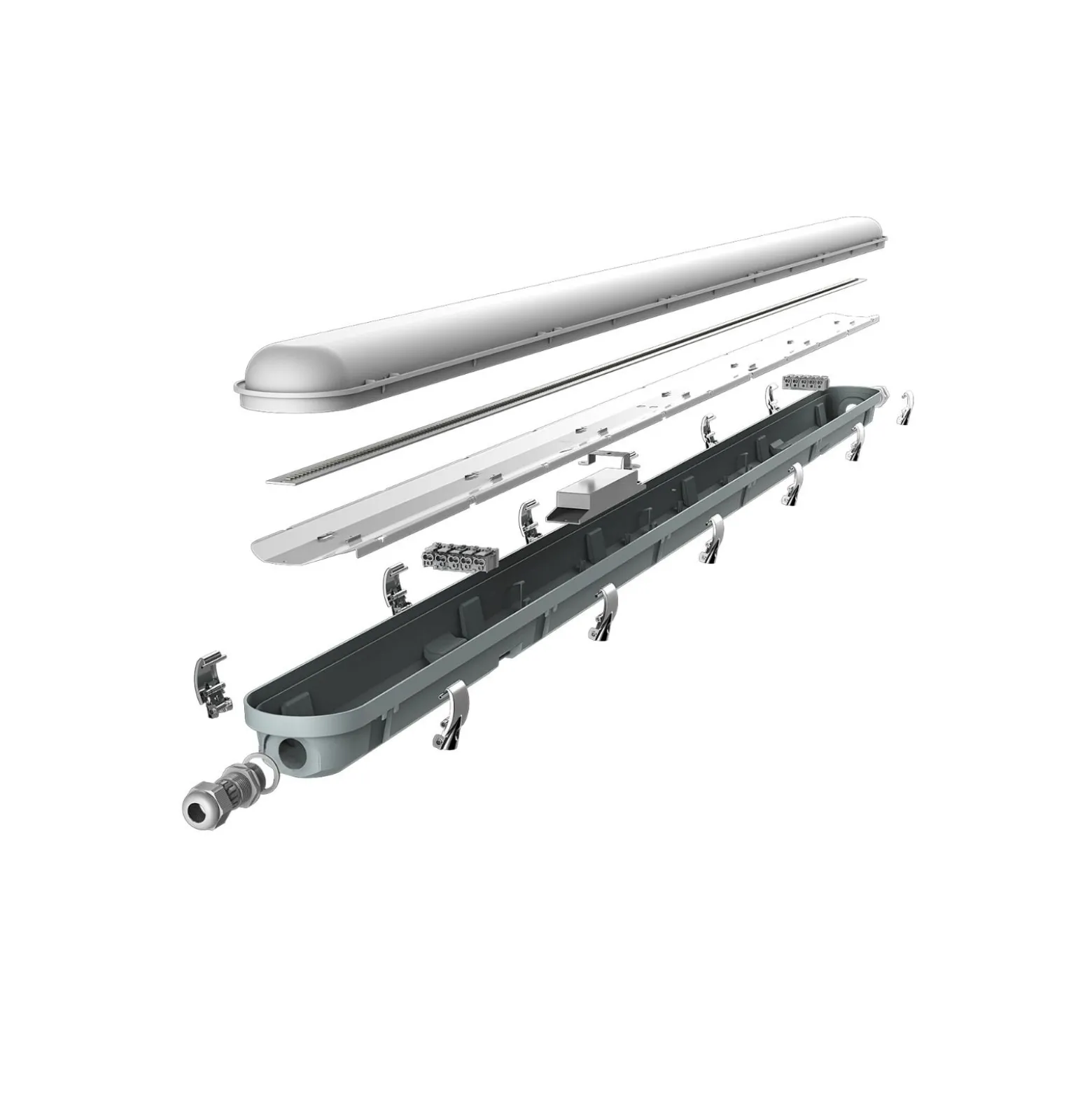Noxion LED Allmänbruksarmatur Vattentät Poseidon V3.0 65W 8450/9100lm - 830-865 CCT | 150cm - Kabelgenomföring (5x2.5mm2) - Rörelse- Och Ljussensor