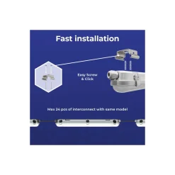 Noxion LED Allmänbruksarmatur Vattentät Poseidon V3.0 19-33W 2340/4200lm - 830-865 CCT | 120cm - Kabelgenomföring (5x2.5mm2) - 3 Timmar Nödbelysning