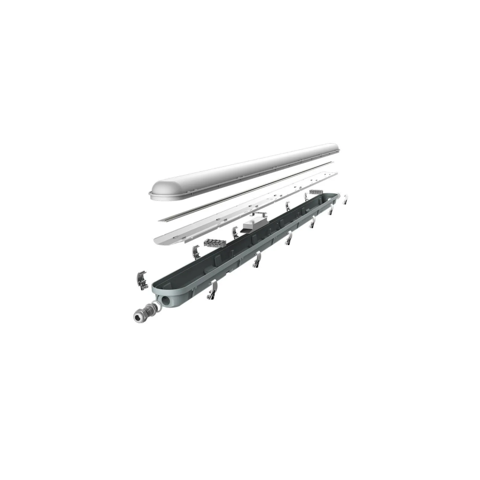 Noxion LED Allmänbruksarmatur Vattentät Poseidon V2.0 65W 9100lm - 840 Kallvit | 150cm - Kabelgenomföring (5x2.5mm2) - 3 Timmar Nödbelysning