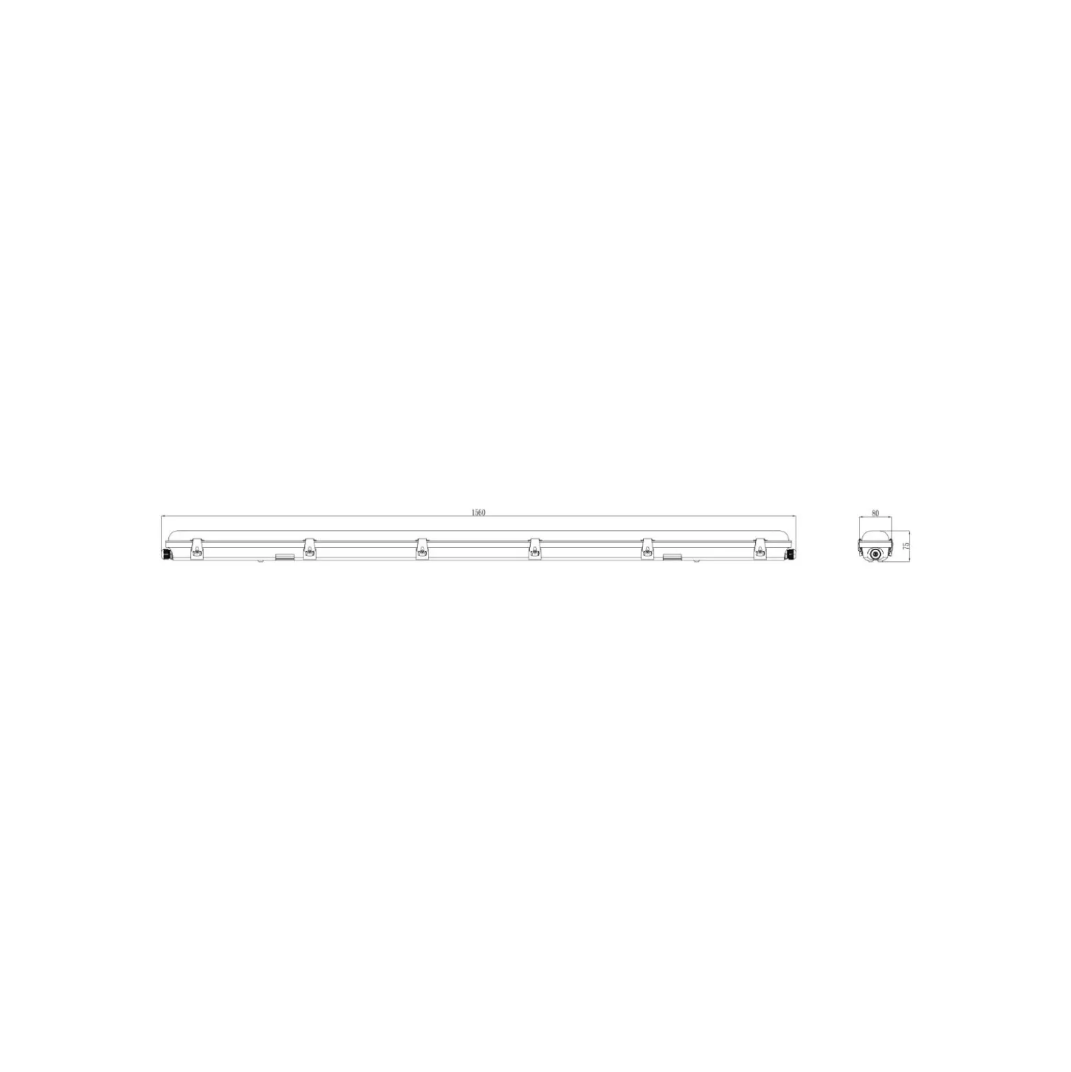 Noxion LED Allmänbruksarmatur Vattentät Poseidon V2.0 55W 7700lm - 840 Kallvit | 150cm - Kabelgenomföring (5x2.5mm2) - 3 Timmar Nödbelysning