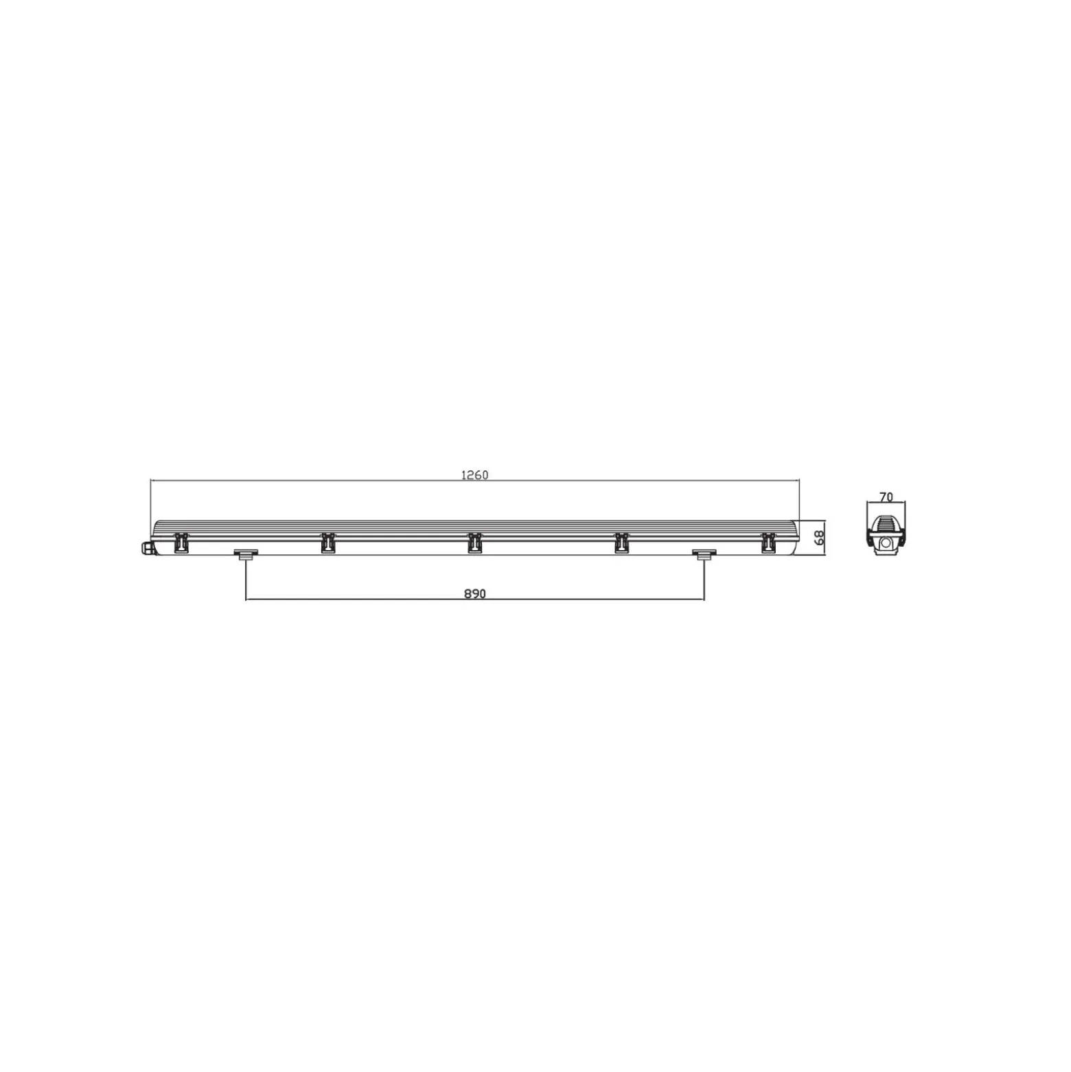 Noxion LED Allmänbruksarmatur Vattentät ArmaturPoseidon V2.0incl. 1x Noxion LED Rör T8 Standard Output 15W 1800lm - 865 Dagsljus | 120cm