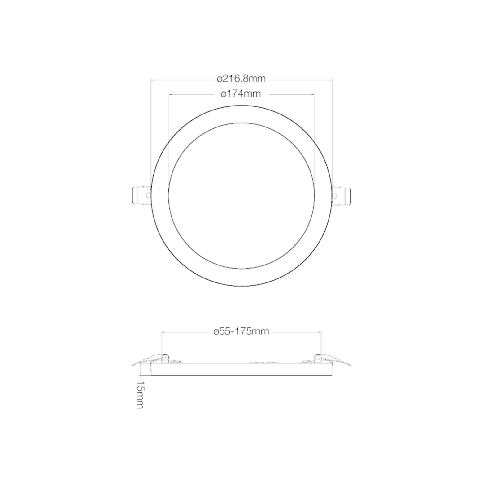Noxion LED Downlight Ecowhite Vit 18W 1530lm 110D - 830 840 860 Justerbar Vit | 217mm - Utskärning 55-175mm - Dimbar