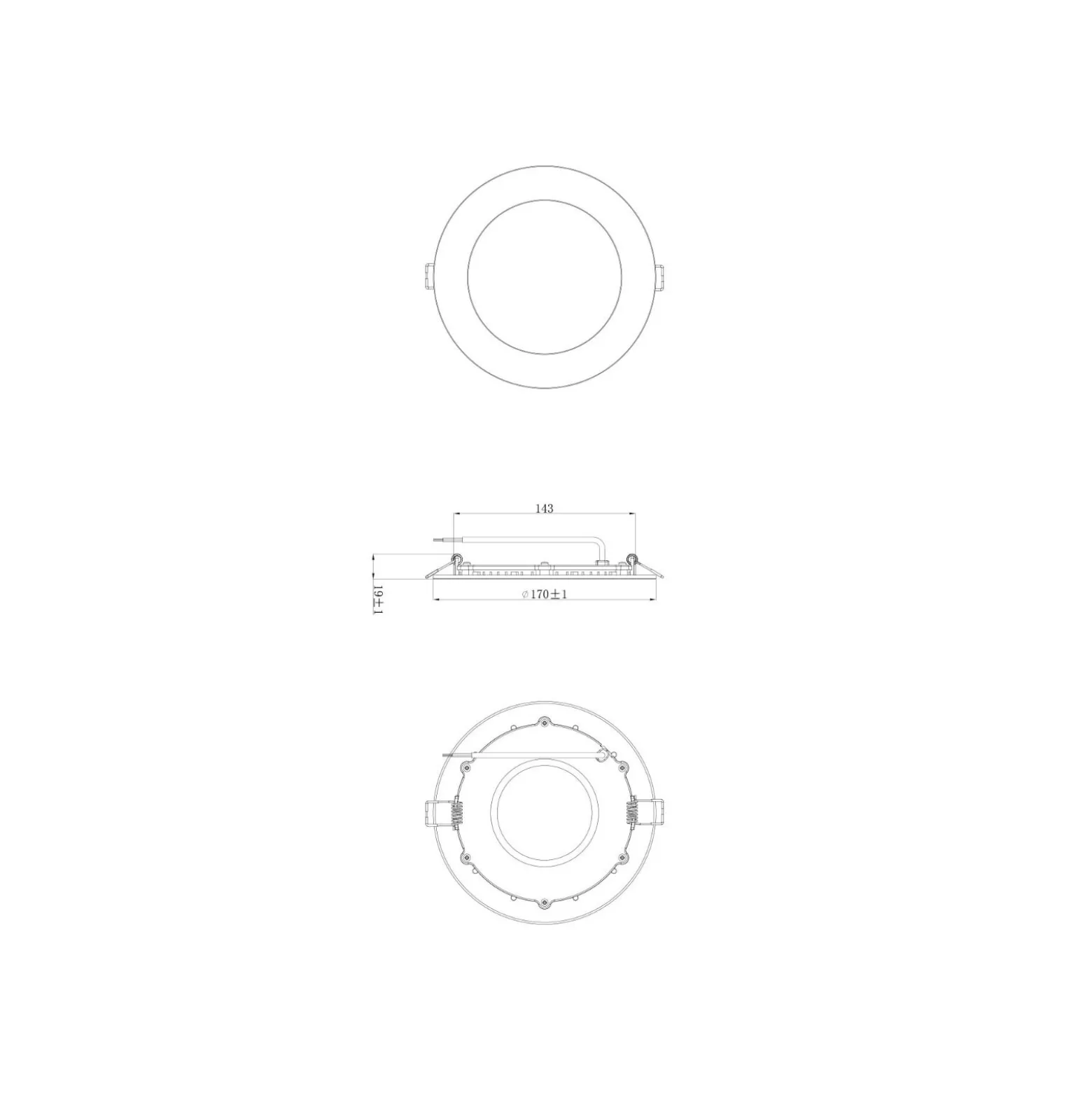 Noxion LED Downlight Slim V2.0 12W 1200lm 120D - 840 Kallvit | 170mm - Utskärning 150mm - IP44 - 1-10v Dimbar