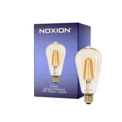 Noxion LED E27 Edison Filament Ambar 7W 630lm - 822 Extra Varm Vit | Dimbar - Ersättare 50W