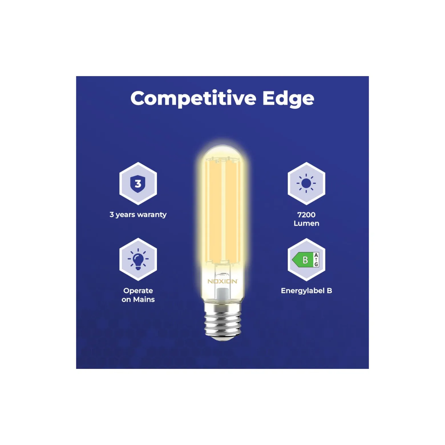 Noxion LED HID Ersättare SON-T/NAV-T Rörformad Filament E40 38W 7200lm - 730 Varm Vit | Ersättare 125W