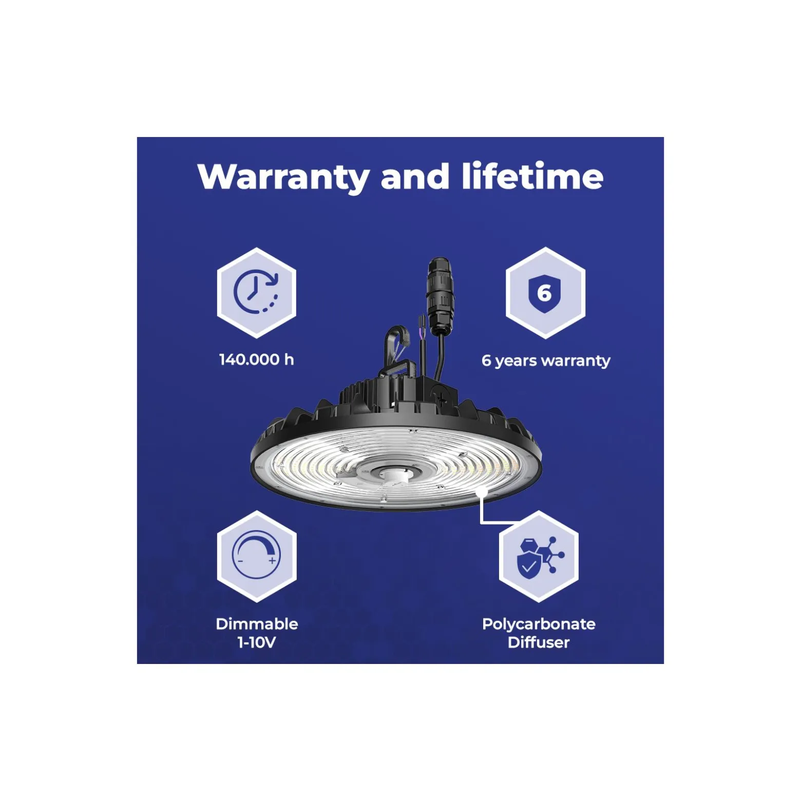 Noxion LED Highbay Concord V4.0 100-200W 17000-34000lm 90D - 840/852/865 CCT | IP65 - 1-10V Dimbar - Ersättare 520W - Justerbara Watt