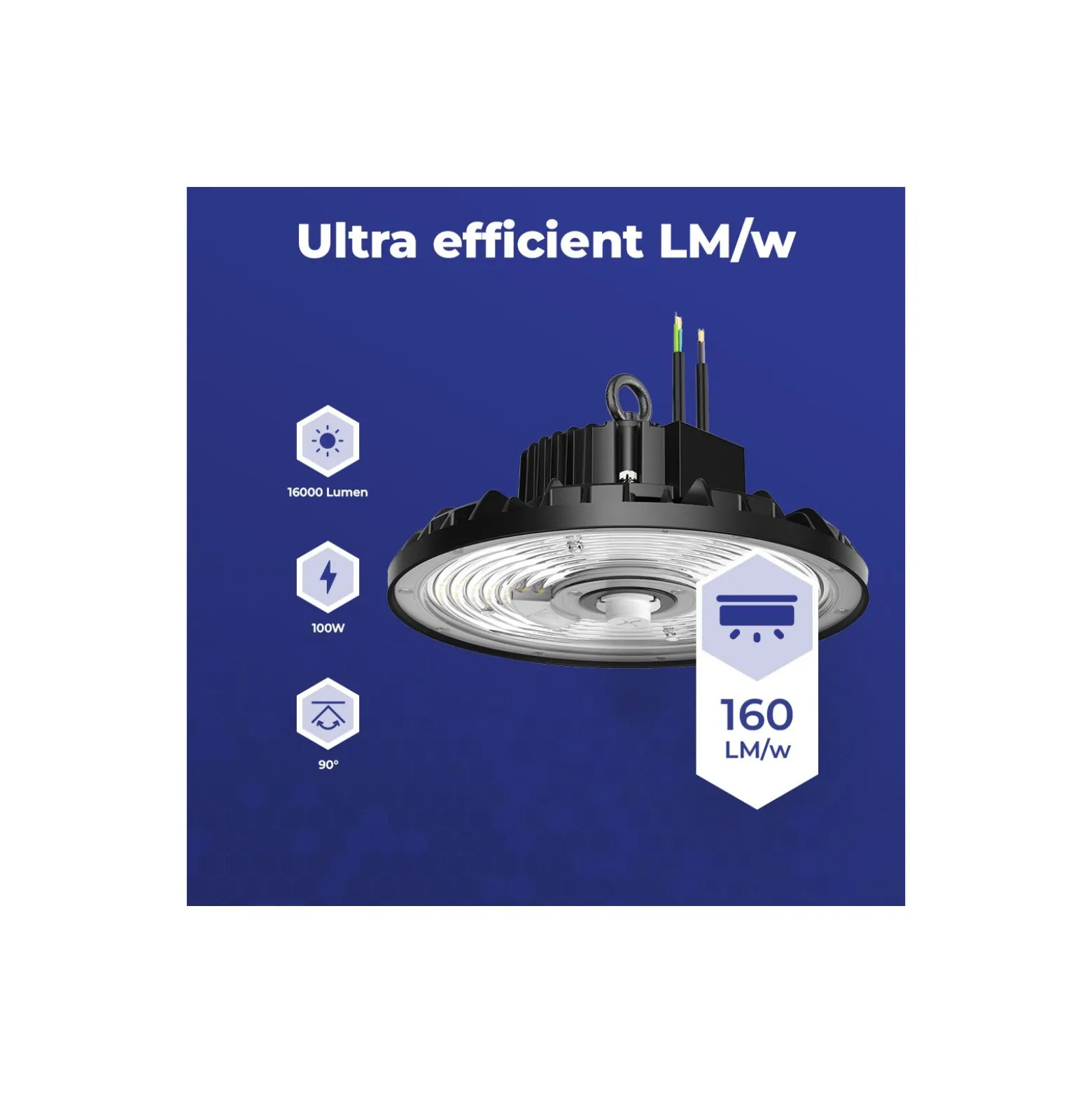 Noxion LED Highbay Ecowhite V2.0 100W 16000lm 90D - 840 Kallvit | IP65 - 1-10V Dimbar