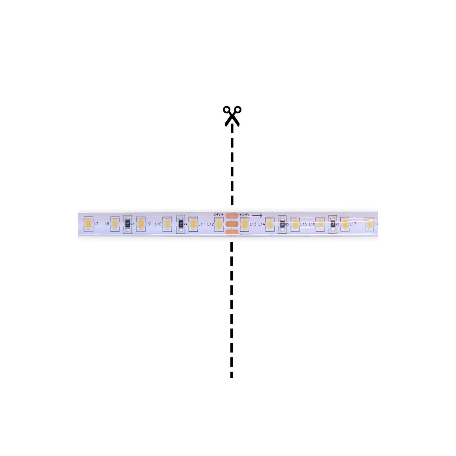 Noxion Led-Ljusslingor Naga 5 Meter 24V - 120LEDs/m - 9.6W/m - 930-965 Justerbar Vit | 8mm - IP65 - Bästa Färgåtergivning - SMD2835