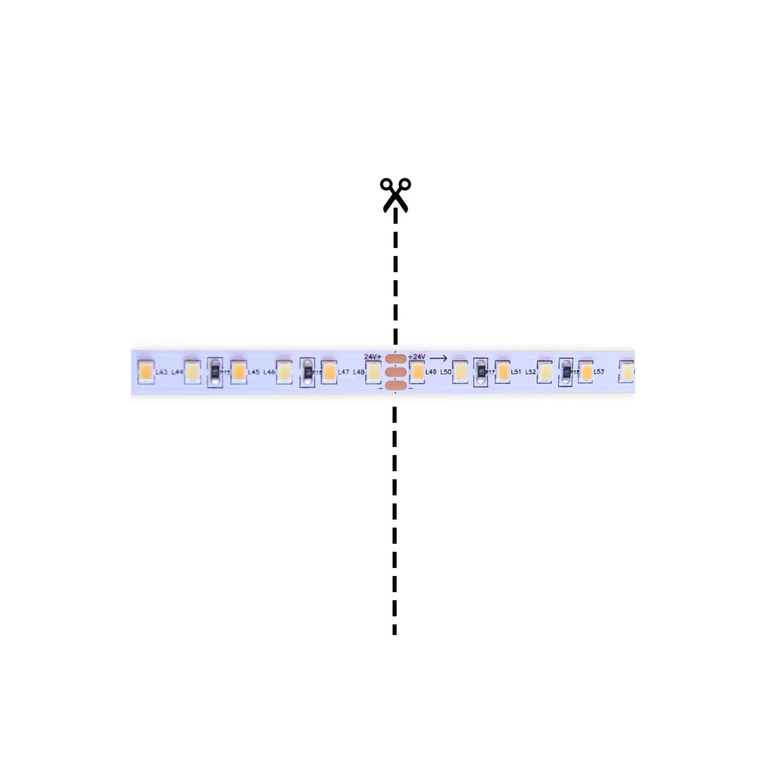 Noxion Led-Ljusslingor Naga 5 Meter 24V - 120LEDs/m - 9.6W/m - 930-965 Justerbar Vit | 8mm - IP20 - Bästa Färgåtergivning - SMD2835