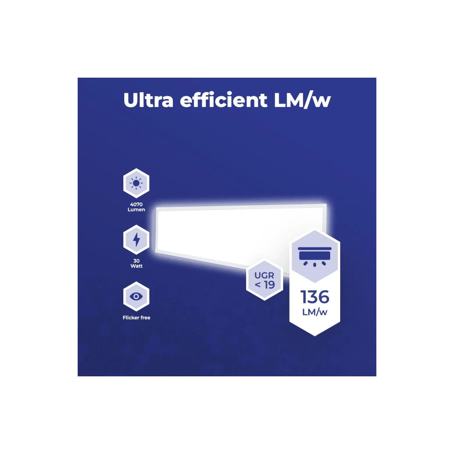 Noxion LED Panel Delta Pro Pronox V3.0 30W 4070lm - 840 Kallvit | 120x30cm - UGR <19 - Dali Dimbar