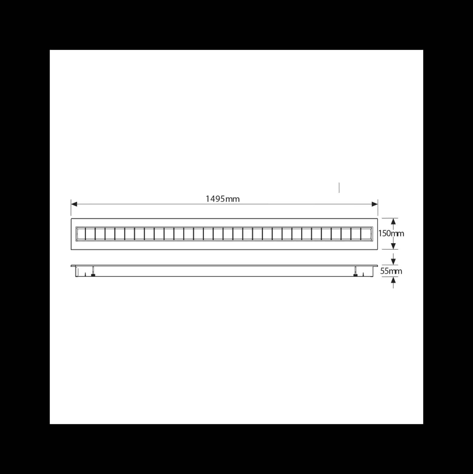 Noxion LED Panel Louvre Excell G2 15x150cm 3000K 38W UGR<15 Gloss Reflektor | Varm Vit - Ersättare 1x49W