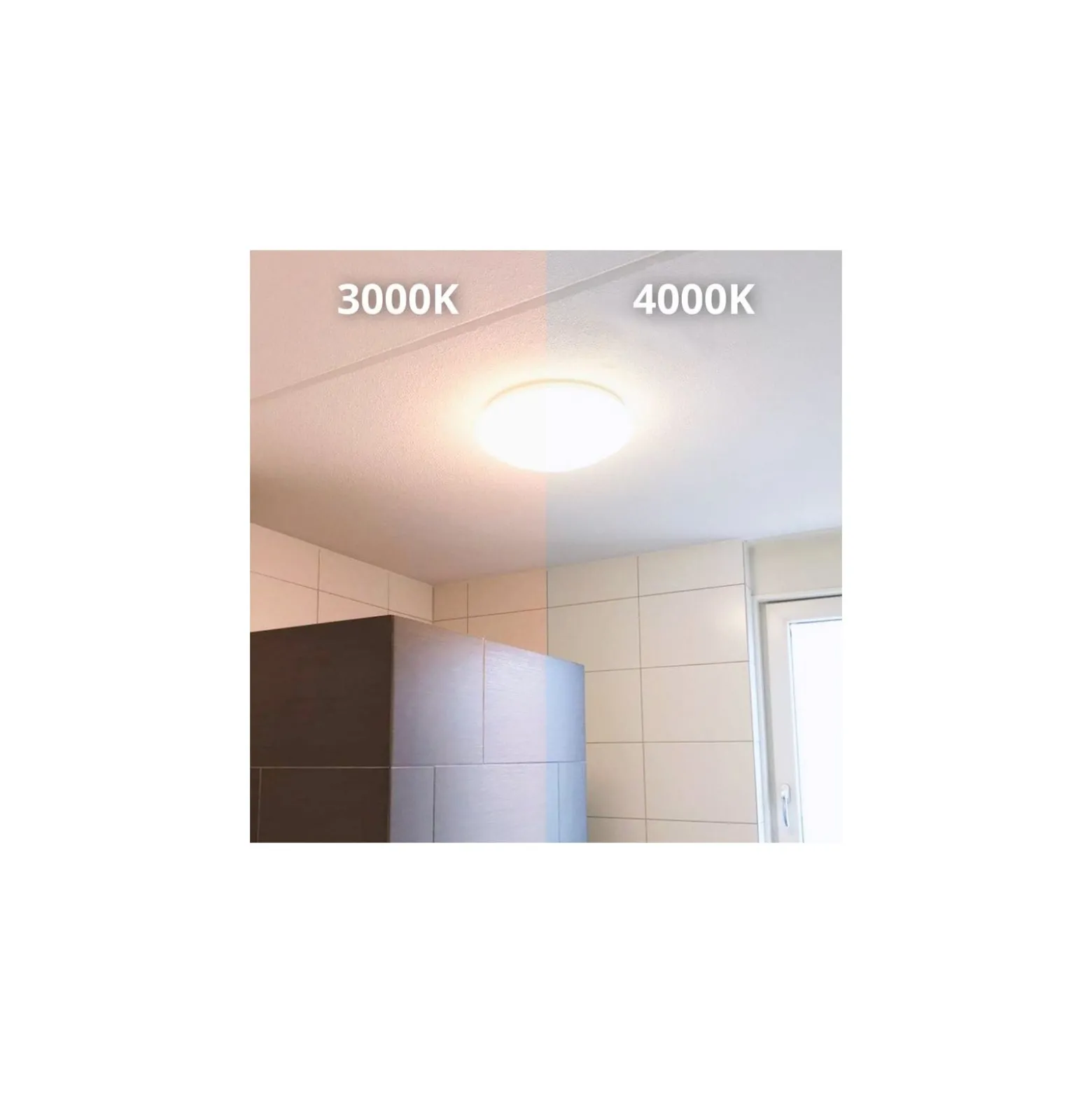 Noxion LED Plafond Corido Vit 22W 1839lm - 830 Varm Vit | 410mm - IP44 - Rörelse- och Ljussensor - 1 Timmar Nödbelysning
