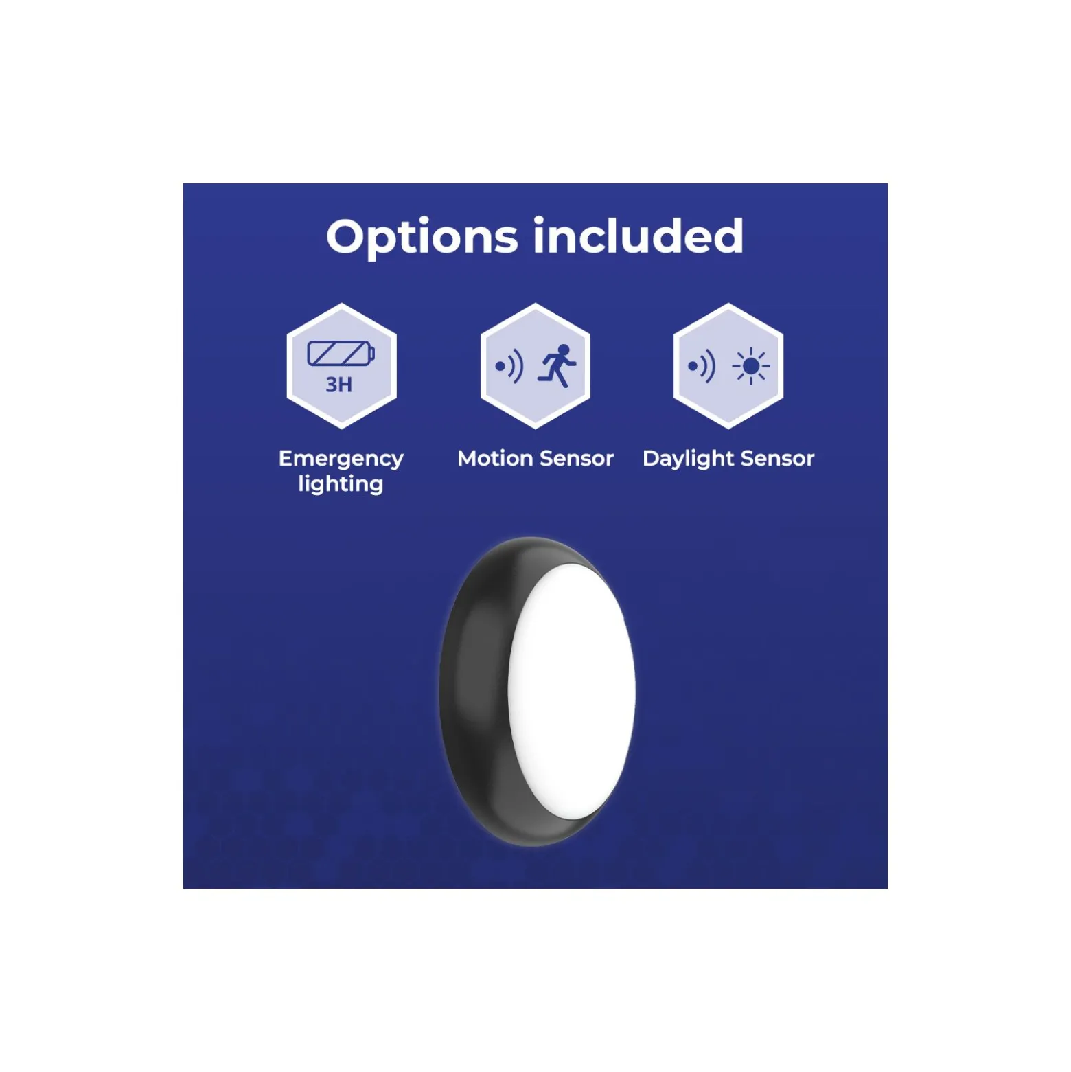 Noxion LED Plafond Pro V2 12/16/20W 2400lm - 830-840-865 CCT | 325mm - IP65 - Rörelse- och Ljussensor - 3 Timmar Nödbelysning + Ring Svart