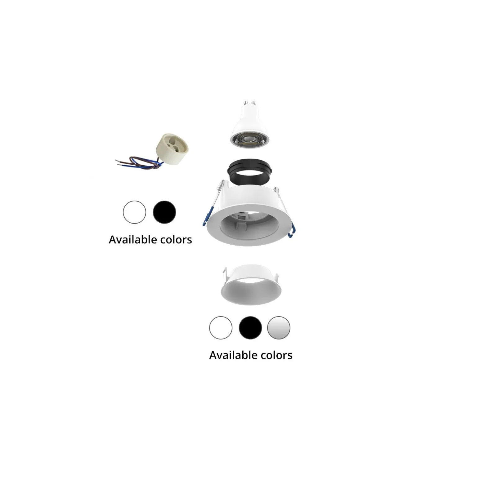 Noxion LED Spot Ares Djup ring Svart 6W 540lm 927-940 3CCT - med Inre Ring Silver | Utskärning 68mm