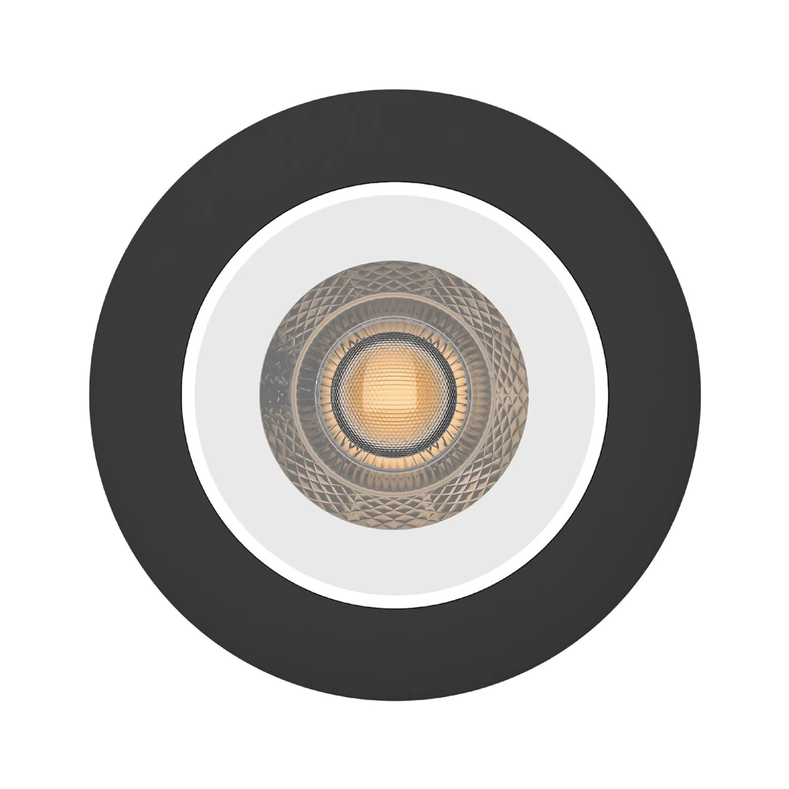 Noxion LED Spot Ares Djup ring Svart - med Inre Ring Vit | Utskärning 68mm - incl. GU10 Fitting