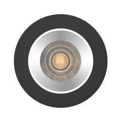 Noxion LED Spot Ares Djup ring Svart - med Inre Ring Silver | Utskärning 68mm - incl. GU10 Fitting
