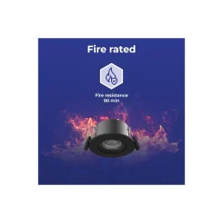 Noxion LED Spot Ares Firerated 6W 540lm 927-940 3CCT- Lutningsbar Svart| Utskärning 68mm