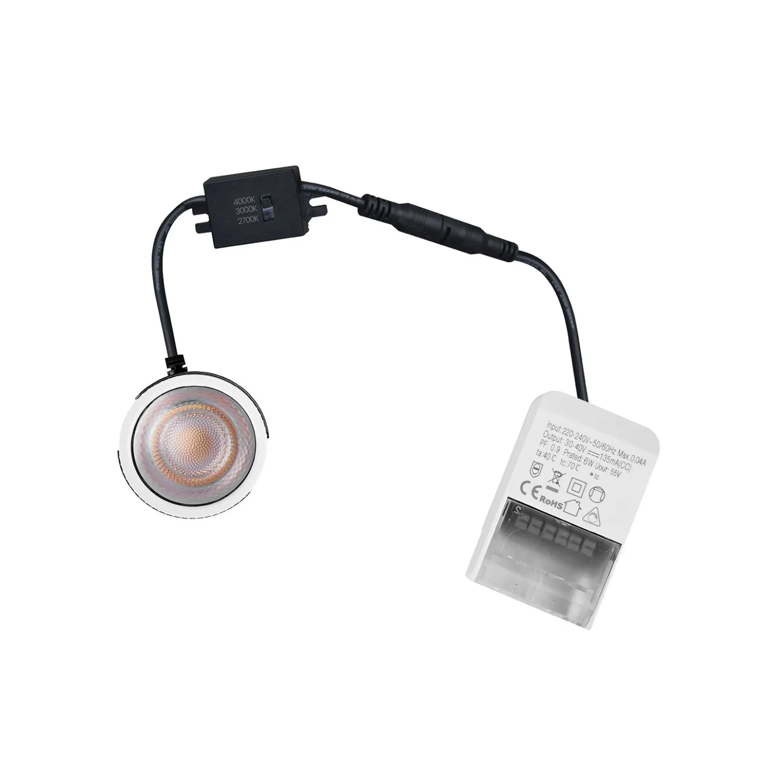 Noxion LED Spot Ares Firerated 6W 540lm 927- 940 3CCT- Fast Svart| Utskärning 68mm