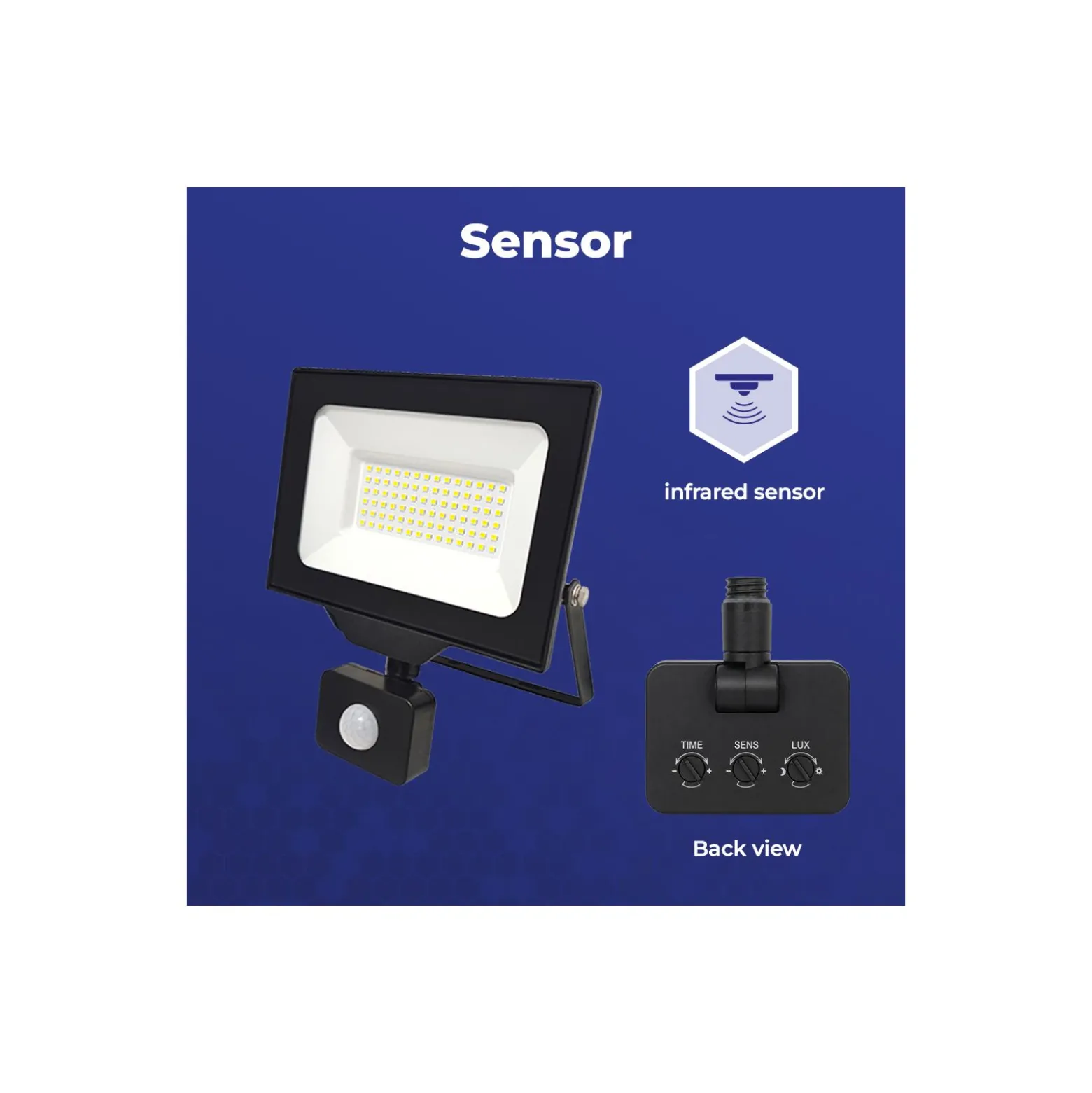Noxion LED Strålkastare Beamy G3.1 Svart 30W 3300lm 110D - 840 Kallvit | IP44 - Rörelse- och Ljussensor - Symmetrisk