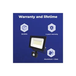 Noxion LED Strålkastare Beamy G3 50W 5500lm 110D - 830 Varm Vit | IP44 - Rörelse- och Ljussensor - Symmetrisk