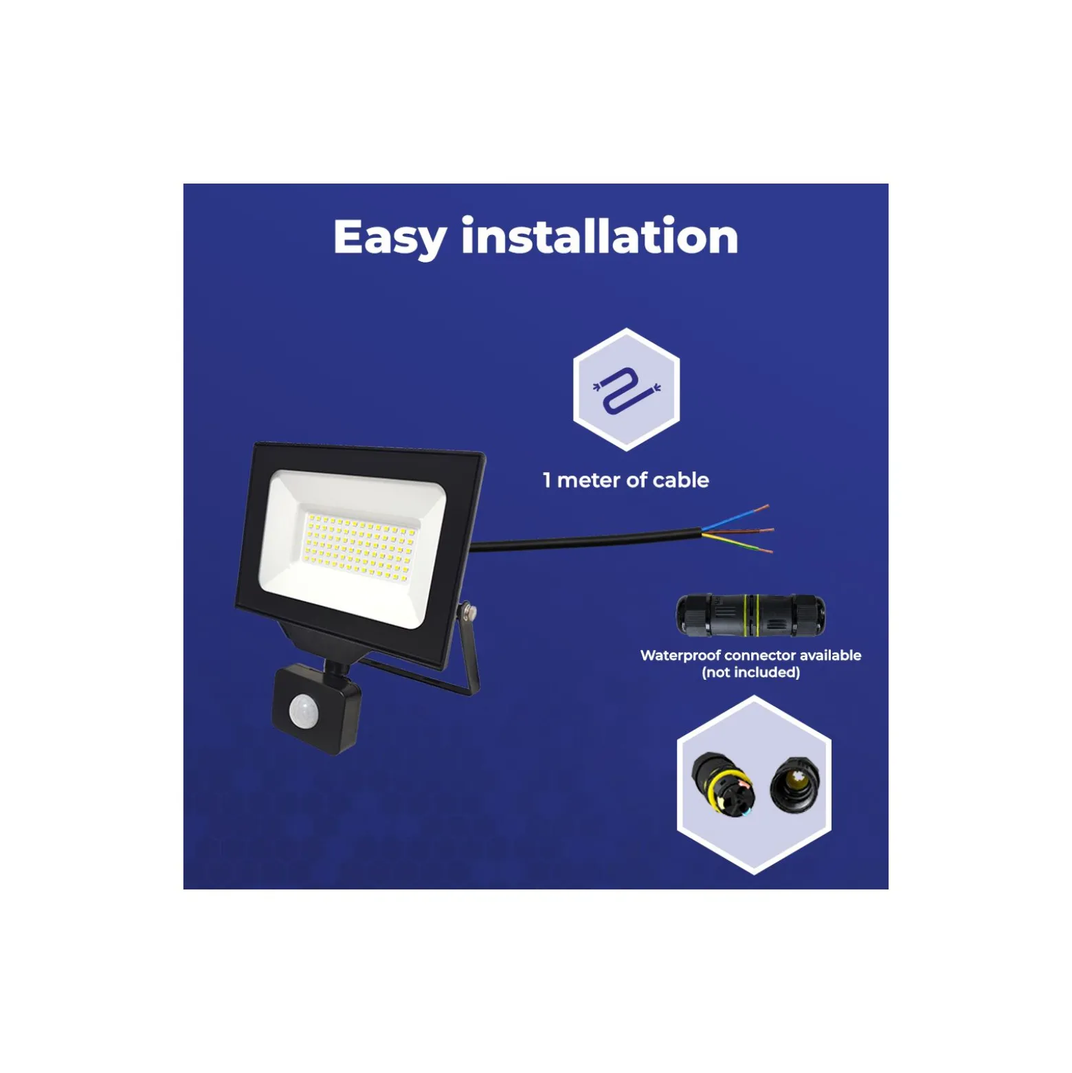 Noxion LED Strålkastare Beamy G3 50W 5500lm 110D - 830 Varm Vit | IP44 - Rörelse- och Ljussensor - Symmetrisk