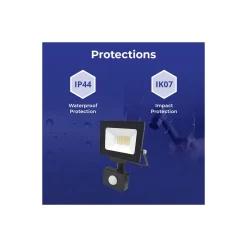 Noxion LED Strålkastare Beamy G3.1 Svart 20W 2200lm 100D - 830 Varm Vit | IP44 - Rörelse- och Ljussensor - Symmetrisk