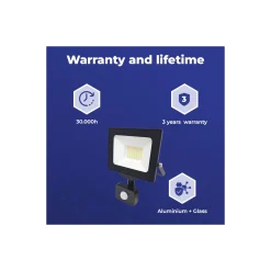 Noxion LED Strålkastare Beamy G3.1 Svart 20W 2200lm 100D - 840 Kallvit | IP44 - Rörelse- och Ljussensor - Symmetrisk