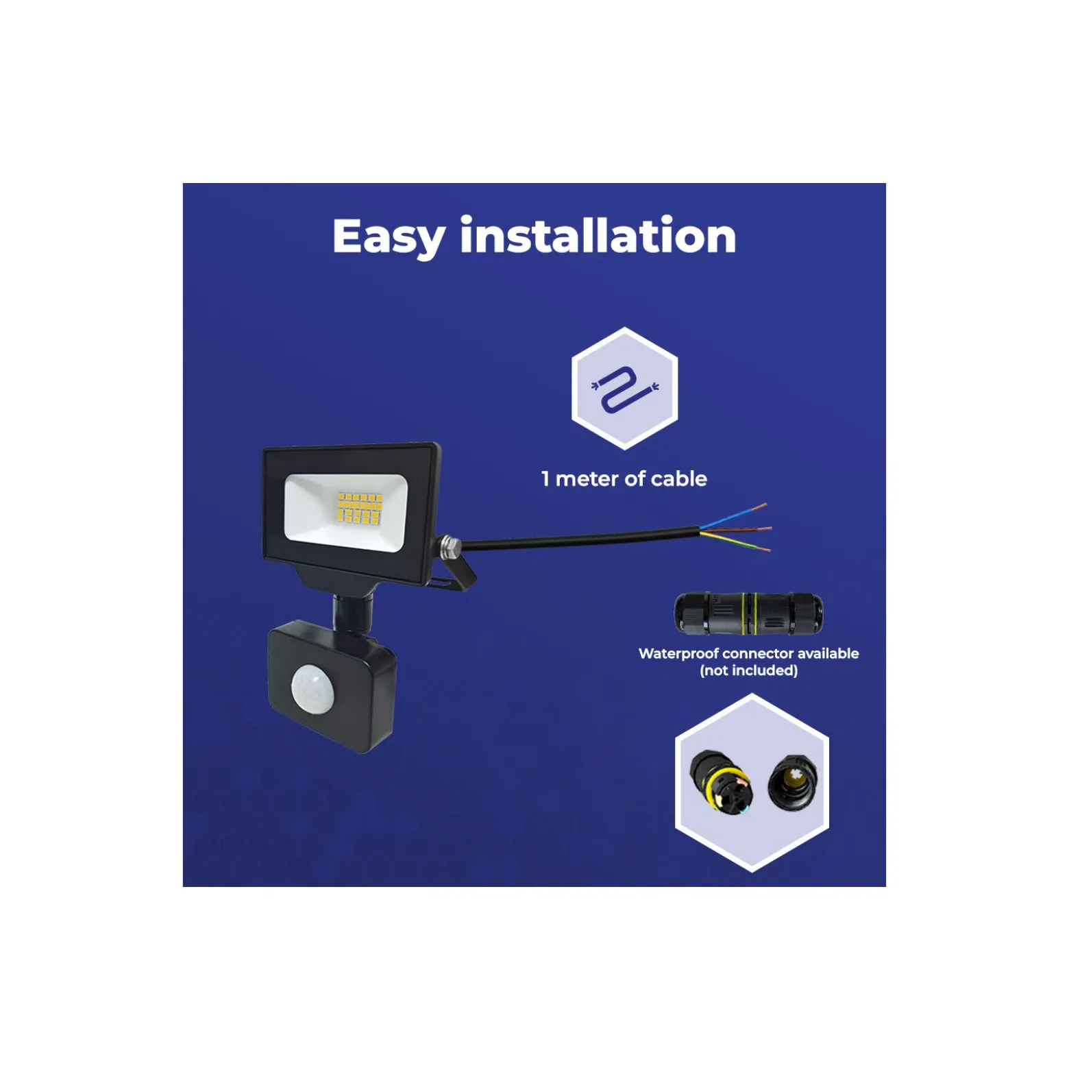 Noxion LED Strålkastare Beamy G3.1 Svart 10W 1100lm 100D - 830 Varm Vit | IP44 - Rörelse- och Ljussensor - Symmetrisk