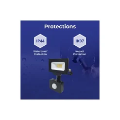 Noxion LED Strålkastare Beamy G3.1 Svart 10W 1100lm 100D - 830 Varm Vit | IP44 - Rörelse- och Ljussensor - Symmetrisk