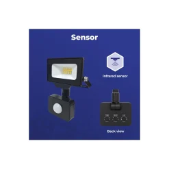 Noxion LED Strålkastare Beamy G3 10W 1100lm 100D - 840 Kallvit | IP44 - Rörelse- och Ljussensor - Symmetrisk