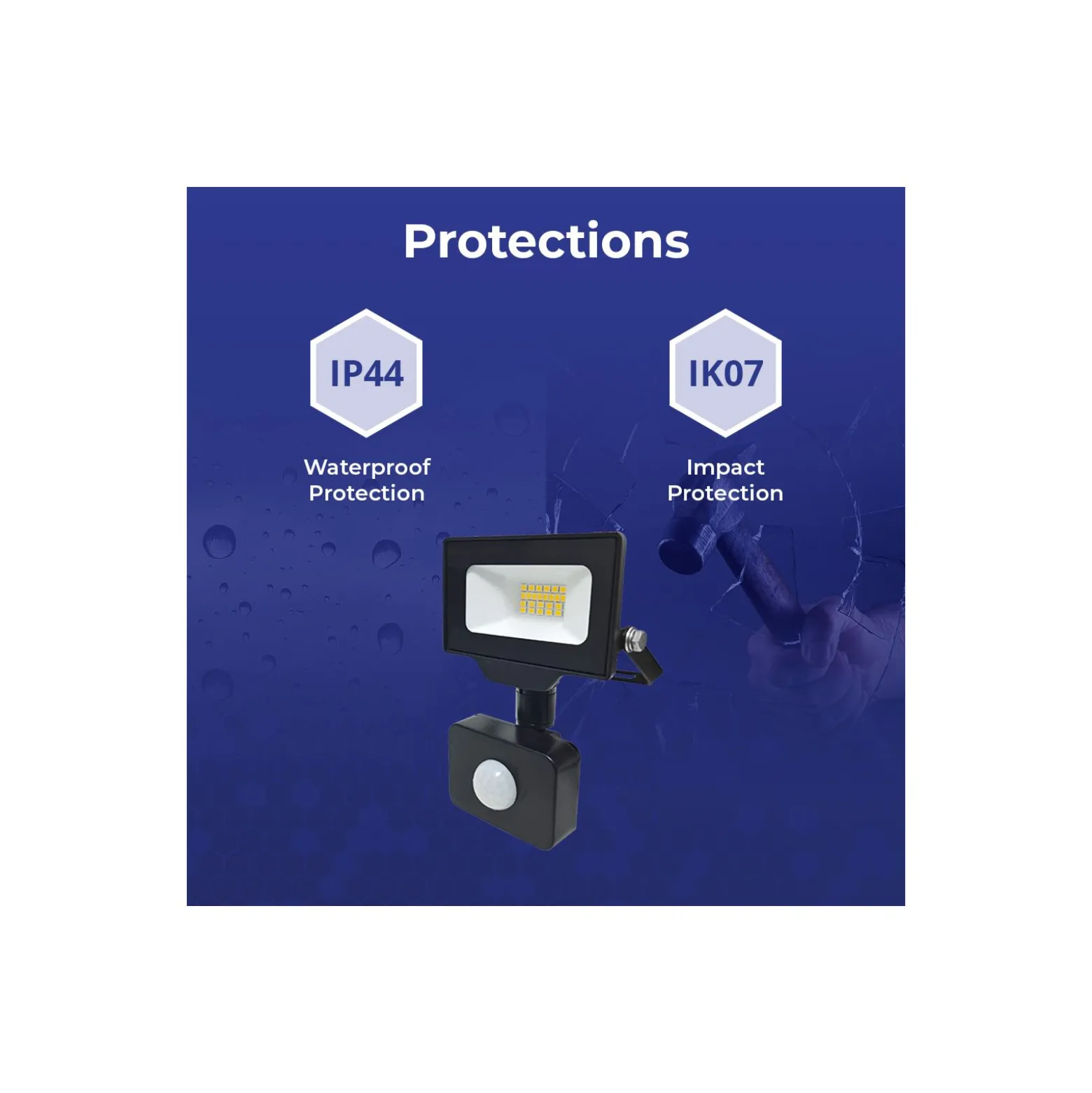 Noxion LED Strålkastare Beamy G3 10W 1100lm 100D - 840 Kallvit | IP44 - Rörelse- och Ljussensor - Symmetrisk