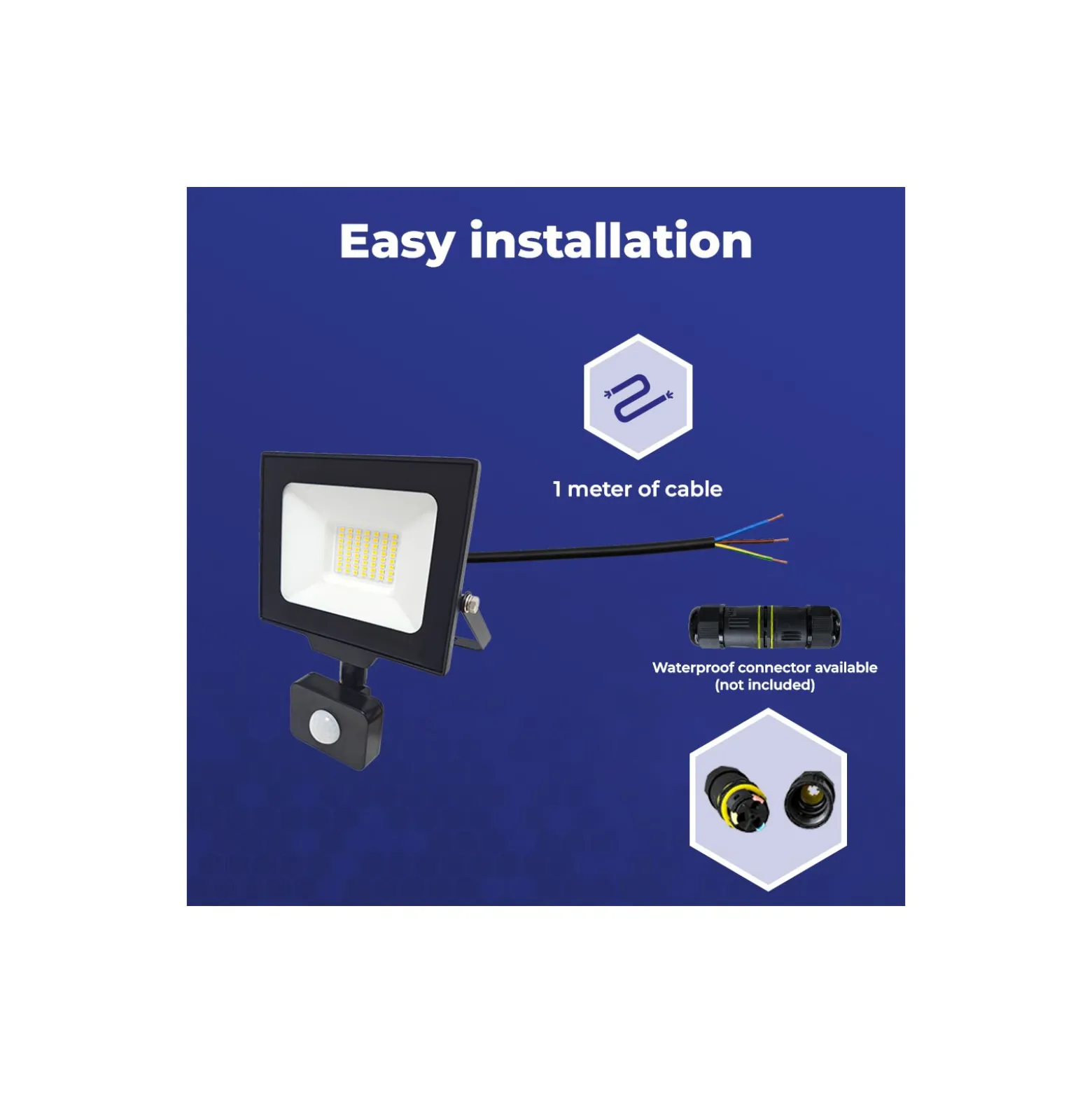 Noxion LED Strålkastare Beamy G3.1 Svart 30W 3300lm 110D - 830 Varm Vit | IP44 - Rörelse- och Ljussensor - Symmetrisk