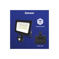 Noxion LED Strålkastare Beamy G3 50W 5500lm 110D - 840 Kallvit | IP44 - Rörelse- och Ljussensor - Symmetrisk